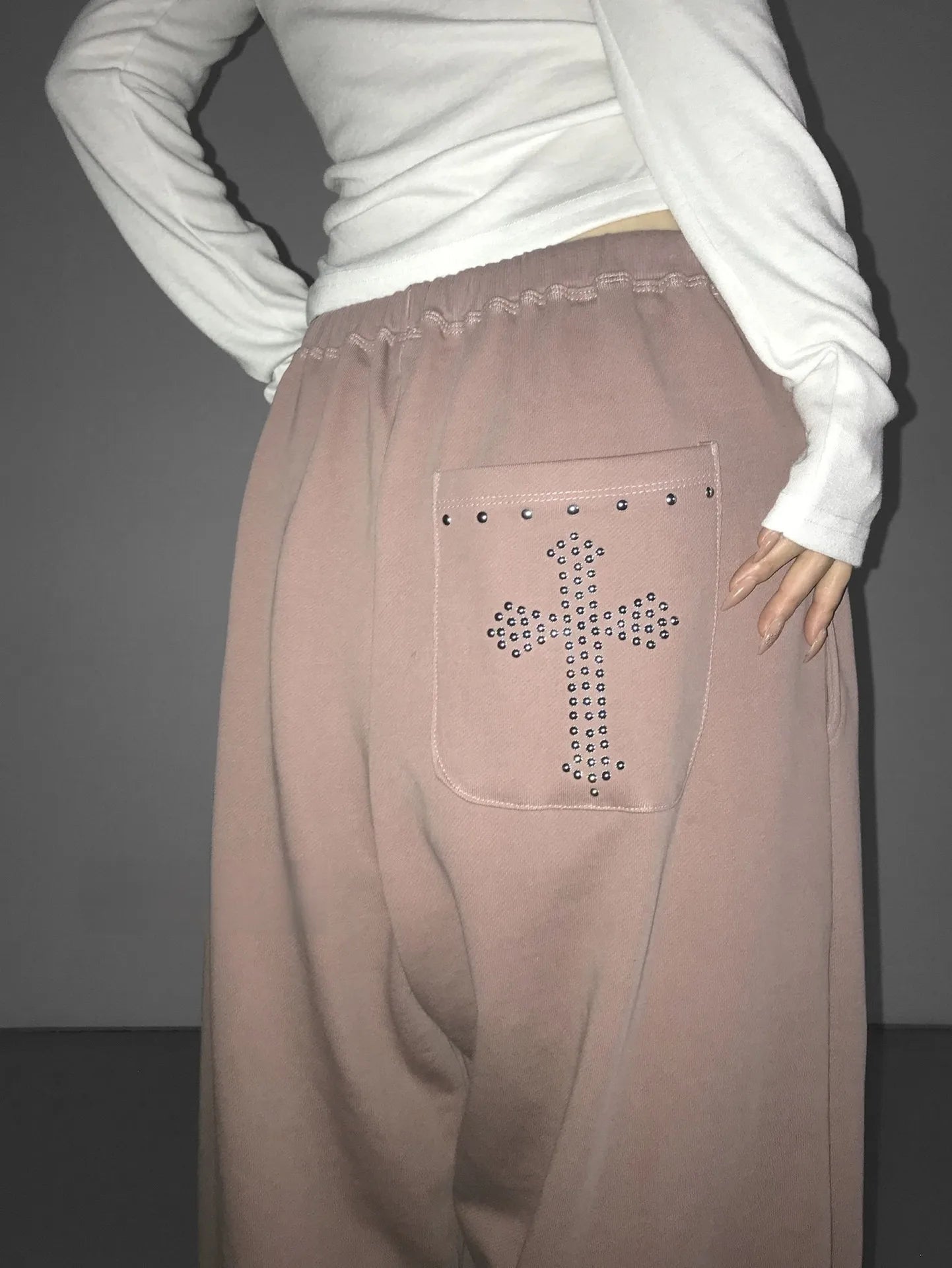 American Retro Distressed Scimitar Pants for Women Niche Design Y2k Street Wide-leg Loose Casual Pants Hip Hop Trousers