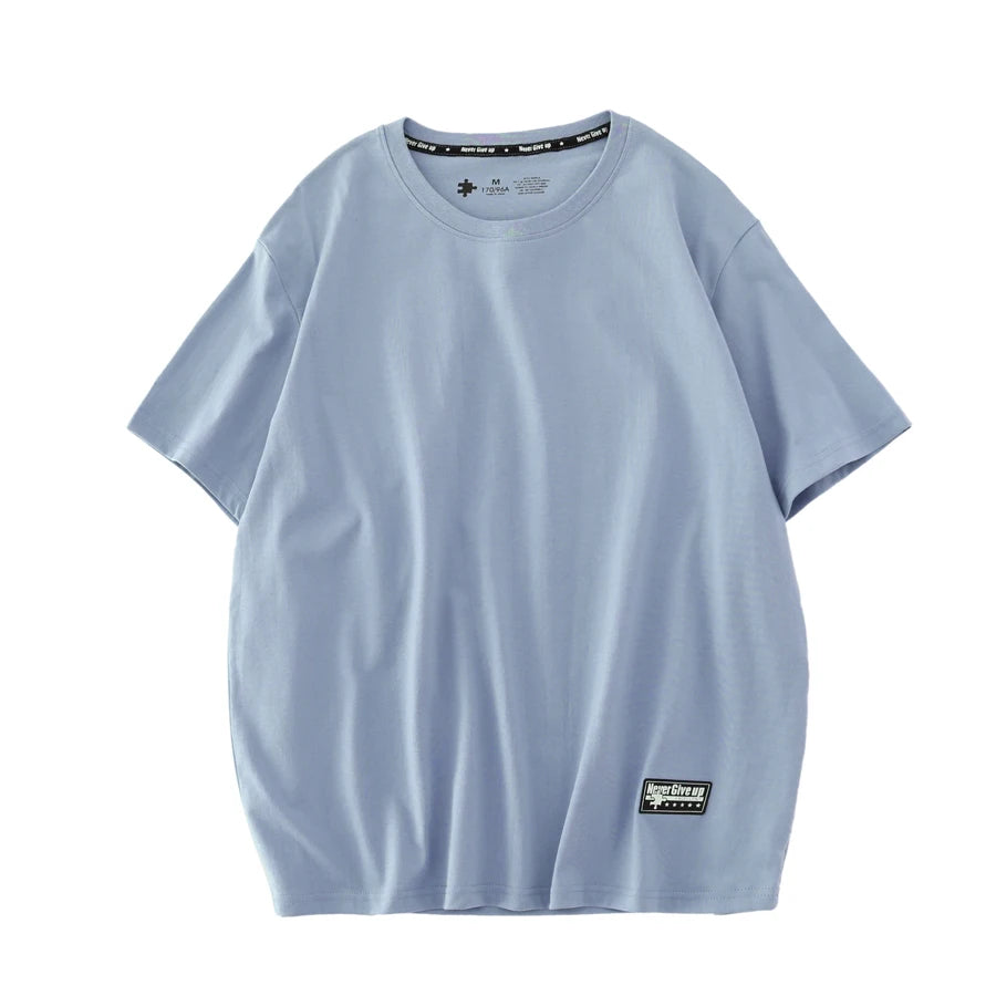 WAVLATII Women New Cotton T Shirts Female 210 GSM Purple Solid Fashion Casual Oversized Short Sleeve Tees Tops for Summer WT2470