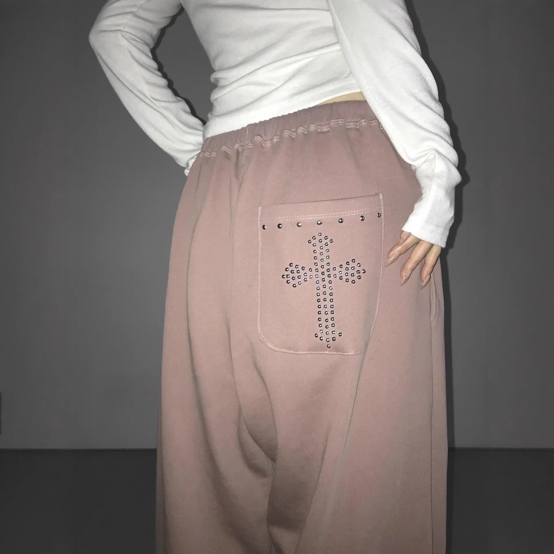 American Retro Distressed Scimitar Pants for Women Niche Design Y2k Street Wide-leg Loose Casual Pants Hip Hop Trousers