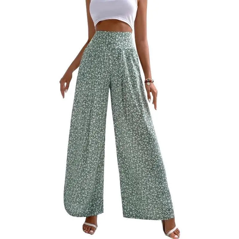 2024 New Red Green Blue Black Floral High-Waisted Bell-Bottoms...