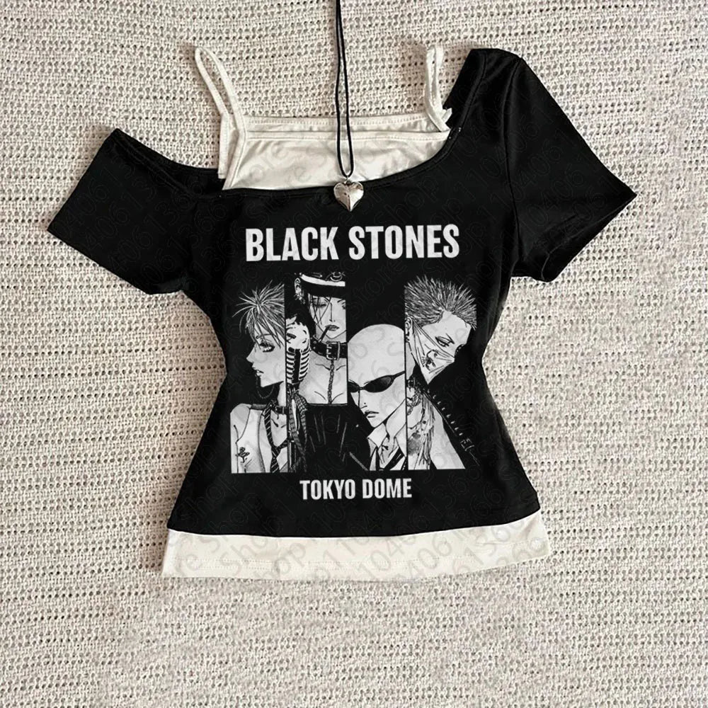 Y2k Nana Osaki Graphic T Shirts Casual Harajuku Streetwear Japanese Clothes Fashion Rock Punk Sleeveless Tanks & Camis Coquette